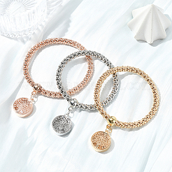 3шт 3-х цветные браслеты с подвесками из цинкового сплава BJEW-SC0001-56