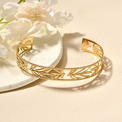 Браслеты-манжеты из нержавеющей стали 304 для женщин&nbsp;BJEW-Z083-02G-03