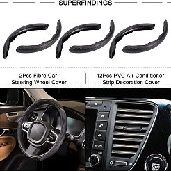 2 шт. чехол для рулевого колеса автомобиля из волокна и 12 шт. декоративная накладка на полоску кондиционера из ПВХ&nbsp;AJEW-FH0002-40