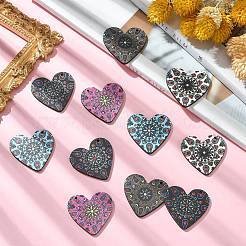 30шт 5 цвета подвески из натуральной липы с принтом&nbsp;WOOD-CJ0001-85