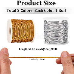2 рулон 2-х цветного полиэстерового металлизированного эластичного круглого шнура OCOR-CY0001-91A