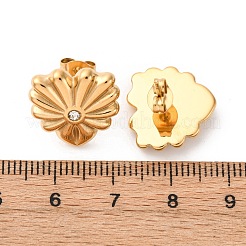 Серьги-гвоздики в форме сердца из нержавеющей стали 304 с прозрачным кубическим цирконием EJEW-Z118-02G