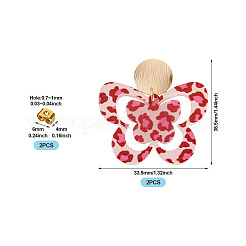 Серьги-гвоздики с подвесками из акрила и бабочки с латунным принтом EJEW-TA00674