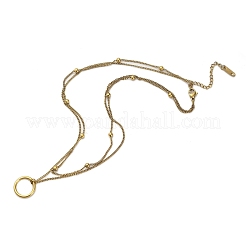 Двухслойные ожерелья с подвеской из нержавеющей стали 304 для женщин и мужчин&nbsp;LS-NJEW-Q028-03G