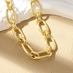 Латунные овальные звенья цепи браслеты для женщин мужчин BJEW-K273-15G