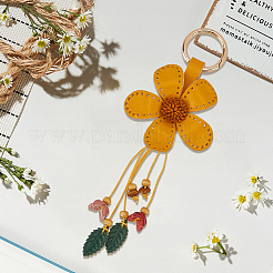 Брелок из кожи и сплава HJEW-WH20022-04B-12