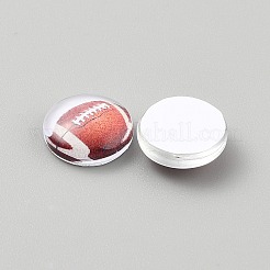 Стеклянные кабошоны на тему спортивного мяча GLAA-WH0042-51A