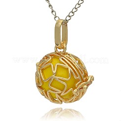 Золотой тон латунь полые круглые подвески KK-J231-05G