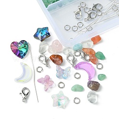 Смешанный камень из натурального и синтетического камня со стеклянными подвесками&nbsp;FIND-FS0002-17