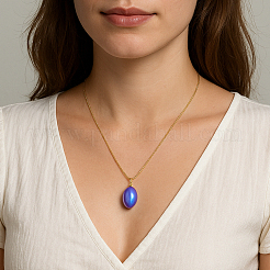 6 шт. 6-х цветные пластиковые овальные подвески-ожерелья&nbsp;NJEW-HY0001-11