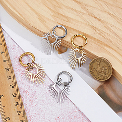 2 пара серег-колец из нержавеющей стали 304 двух цветов&nbsp;EJEW-HS0001-25