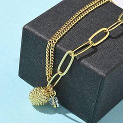 Браслеты с подвесками из латуни с прозрачным кубическим цирконием BJEW-U020-01G