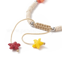 Браслеты из крашеной синтетической бирюзы (окрашенные) хейши из бисера с окрашенными синтетическими коралловыми морскими звездами&nbsp;BJEW-JB09194-02