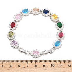 Теннисные браслеты из платиновой латуни с микропаве из кубических цирконий&nbsp;BJEW-B160-15P