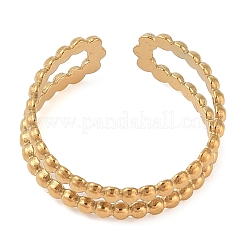 Ионное покрытие(ip) 304 нержавеющая сталь открытые манжеты кольца для женщин RJEW-Z057-10G-014