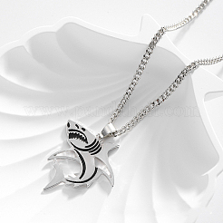 Акула цинковый сплав черная эмаль кулон ожерелья для женщин&nbsp;FS-WG17648-01