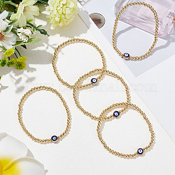 Комплект из 5шт. браслетов из латунных бусин BJEW-AN0001-03