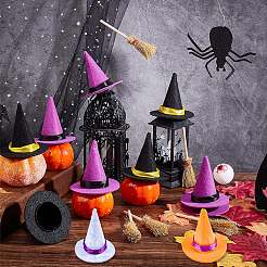 16 шт. мини-шляпки ведьмы из полиэстера&nbsp;AJEW-CP0009-34