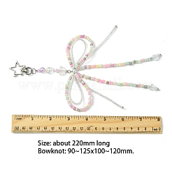 Украшение в виде банта из стеклянных семян и акрила HJEW-FZ00037