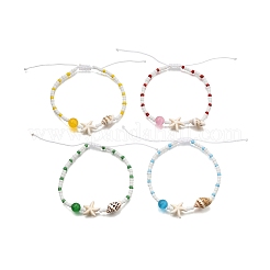 4шт стеклянные бусины плетеные браслеты из бисера для мужчин и женщин BJEW-TA00648