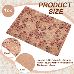 Пробковая ткань с узором розы&nbsp;DIY-WH0504-850