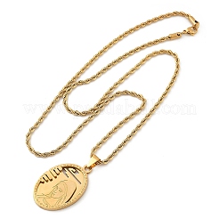 201 нержавеющая сталь тиснением подвеска Дева Мария веревочные цепочки ожерелья&nbsp;NJEW-S387-08G