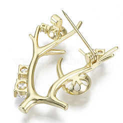 Брошь из латуни с прозрачным кубическим цирконием KK-N232-82-NF