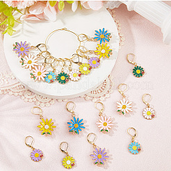 20 шт. 10 стиля эмалированный кулон-маркер для фиксации стежков из сплава цветов&nbsp;HJEW-SC00173