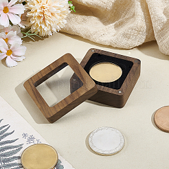 Квадратные деревянные магнитные коробки для памятных монет&nbsp;CON-WH0095-135