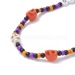 Мобильные ремни из стеклянных бус на Хэллоуин HJEW-TA00010