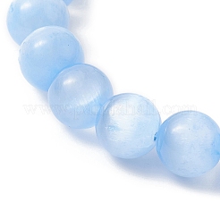 Эластичный браслет из окрашенного натурального селенита с круглыми бусинами&nbsp;BJEW-JB09414