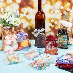 48шт 8 цвета прямоугольные сумки из органзы на шнурке ABAG-PH0001-41