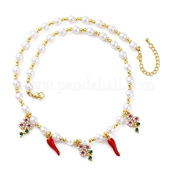 Ожерелья из латунных бусин с микропаве из прозрачного кубического циркония NJEW-Z059-06G-01