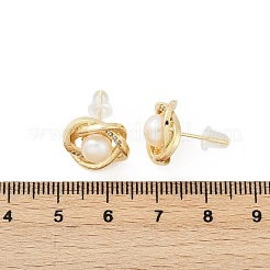 Серьги-гвоздики из латуни с имитацией жемчуга KK-D301-06G