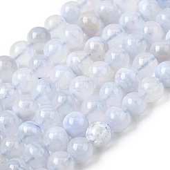Нити натуральных голубых кружевных агатовых бусин&nbsp;G-F222-29-8mm-1