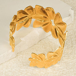 Элегантные цветочные браслеты-манжеты из нержавеющей стали 304 для женщин&nbsp;NF5675-2