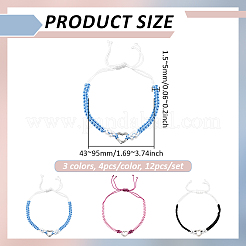 12шт 3-х цветные регулируемые нейлоновые плетеные браслеты для женщин&nbsp;BJEW-GO0002-05
