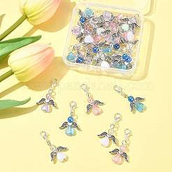 32шт 4-цветный ангел из прозрачного акрила с подвесными украшениями из сплава HJEW-FS00040-01