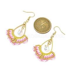 Стеклянные бусины ручной работы и стеклянные подвесные серьги EJEW-MZ00370-01