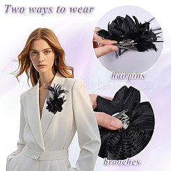 Булавки для лацканов одежды в виде цветочных перьев и железа&nbsp;JEWB-WH0010-114B