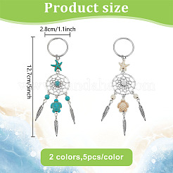 10 шт. 2-цветная плетеная сетка/паутина с подвеской из сплава перьев&nbsp;KEYC-HY00002