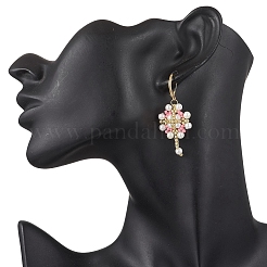 Серьги из нержавеющей стали 304 с цветком и крестом&nbsp;EJEW-MZ00507-05