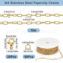 10 м ионного покрытия (IP) из нержавеющей стали 304 с цепочками-скрепками с 50 открытыми соединительными кольцами и 20 карабинами-лобстерами&nbsp;FIND-SC0012-56A