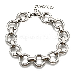 Браслеты из плоской круглой цепочки из нержавеющей стали 304 для женщин BJEW-R021-08P