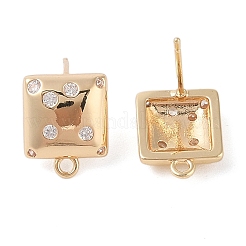 Фурнитура для серег-гвоздиков из латуни с паве из прозрачного кубического циркония&nbsp;LS-KK-N256-02G-B