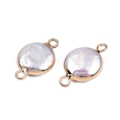 Гальванизированный натуральный жемчуг Кеши плоские круглые подвески-коннекторы&nbsp;LS-PEAR-S018-02C-03