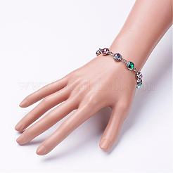 Браслеты из нержавеющей стали 304 со стеклянными звеньями BJEW-JB02795