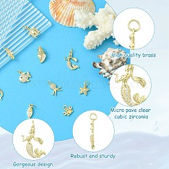 10 шт. 10 стиля латунные подвески с микропаве и кубическим цирконием&nbsp;KK-CJ0003-56