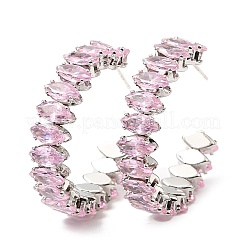 Круглые серьги-гвоздики с кубическим цирконием EJEW-Q7710-01P