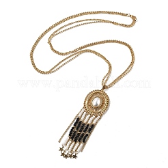 Овальные подвески из богемной нержавеющей стали 304 и искусственного жемчуга NJEW-Z061-10G-02